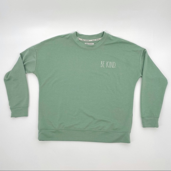 NEW Rae Dunn "BE KIND" terrycloth eucalyptus Classic Crewneck Sweatshirt small - Picture 16 of 16
